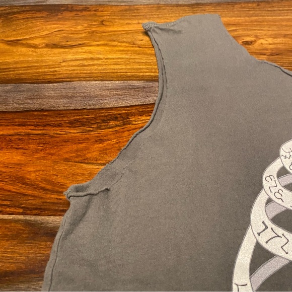 Skeleton Muscle Tank  Ancient Text Language Graphic Ribcage Cutoff Sleeve L/XL - Picture 7 of 8